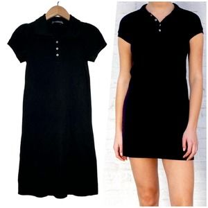 Brandy Melville | Women | Black Cotton Knit Mini Polo Shirt Dress | One Size